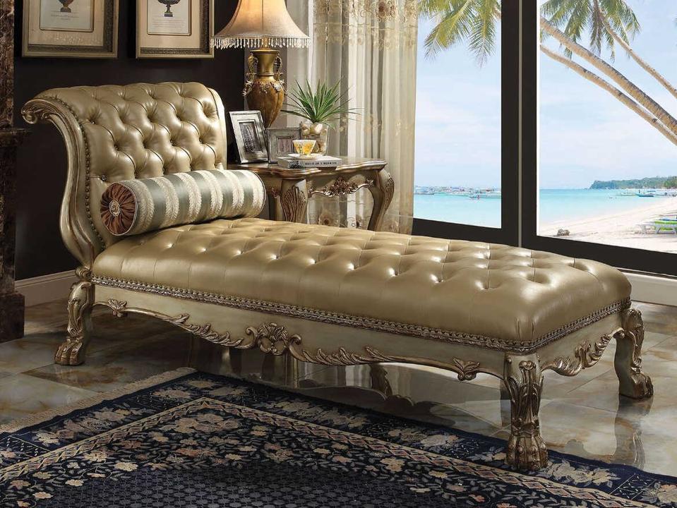 Dresden Tan Faux Leather Chaise