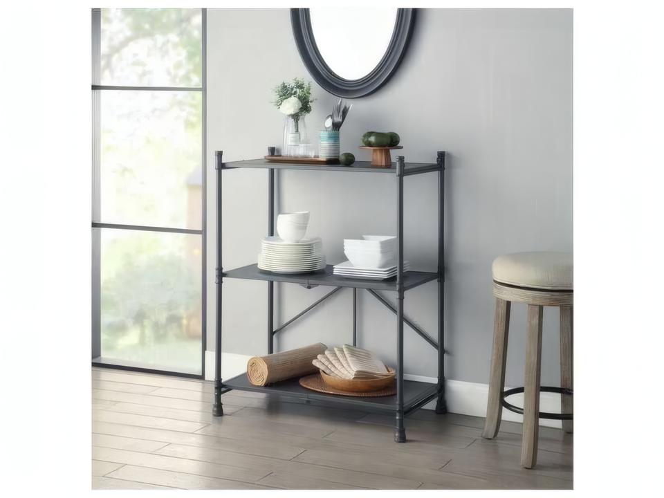Cordelia Folding Console Table in Sandy Black and Dark Bronze
