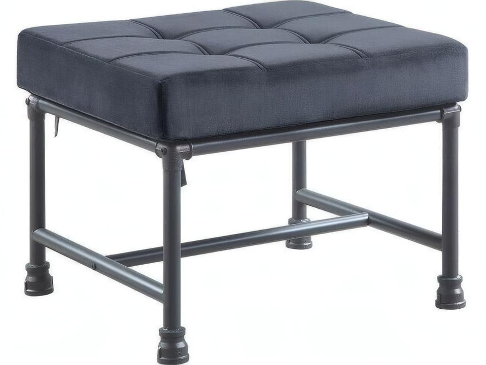 Brantley Gray Velvet Ottoman with Metal Sled Legs