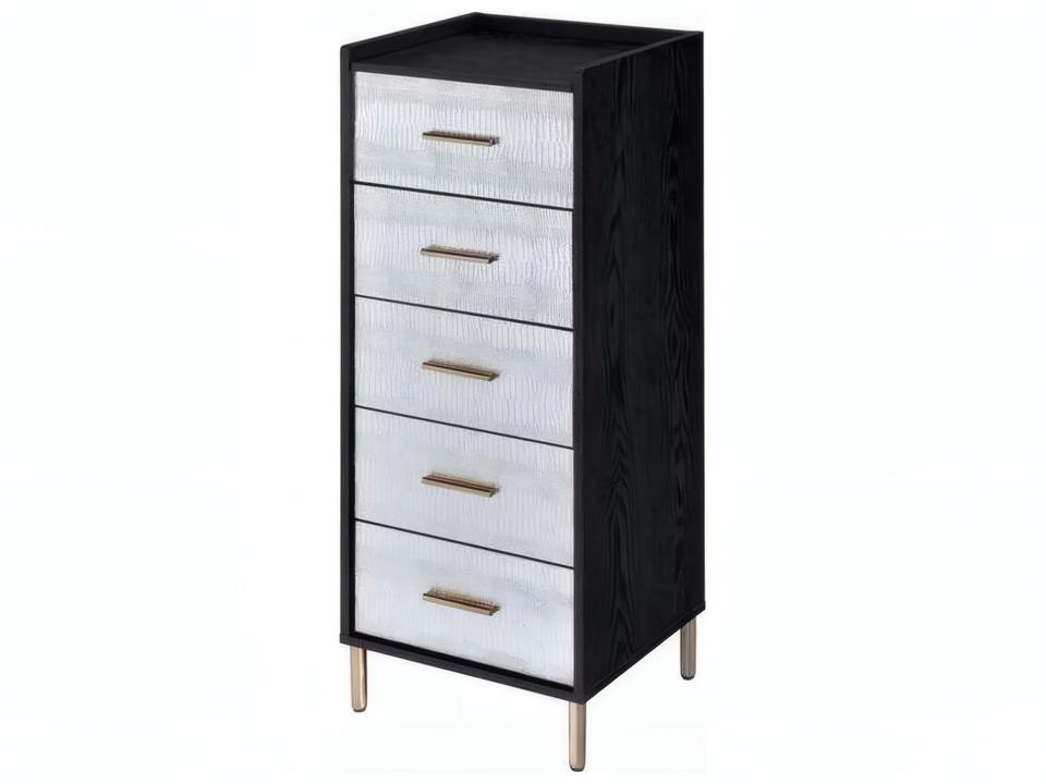 Myles Jewelry Armoire with Flip Top Mirror and Metal Legs