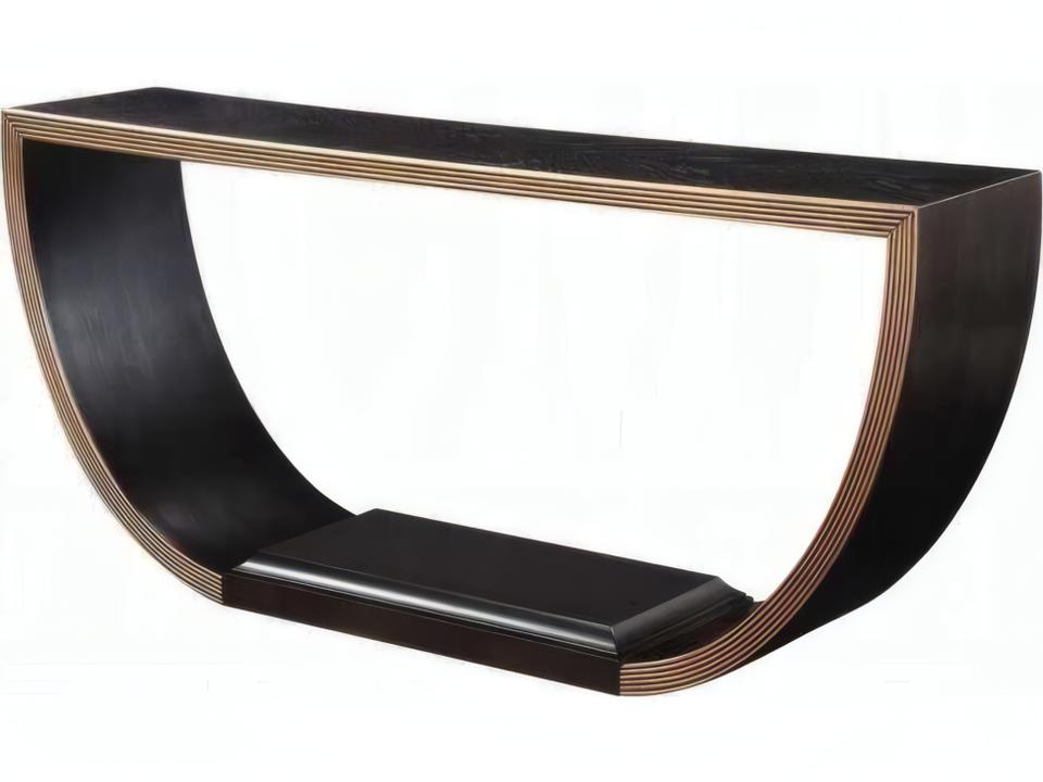 Maceo Half-Moon Console Table in Black and Gold Finish