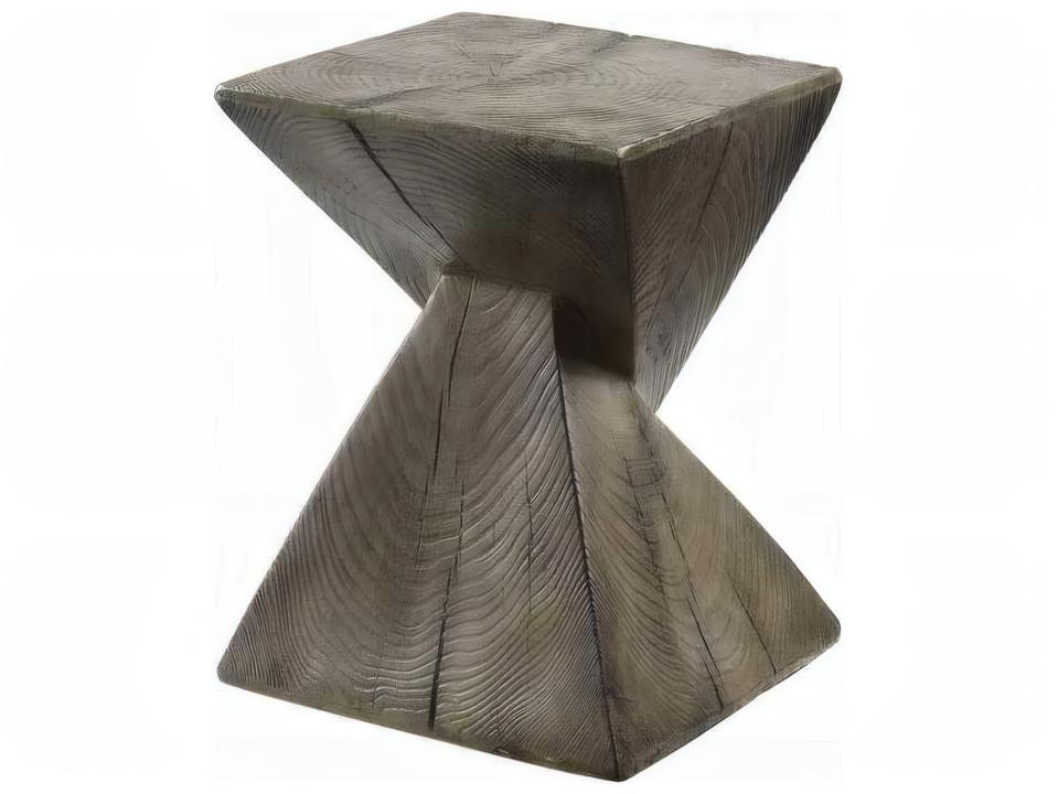 Zahi Square Accent Side Table in Weathered Oak Finish Concrete