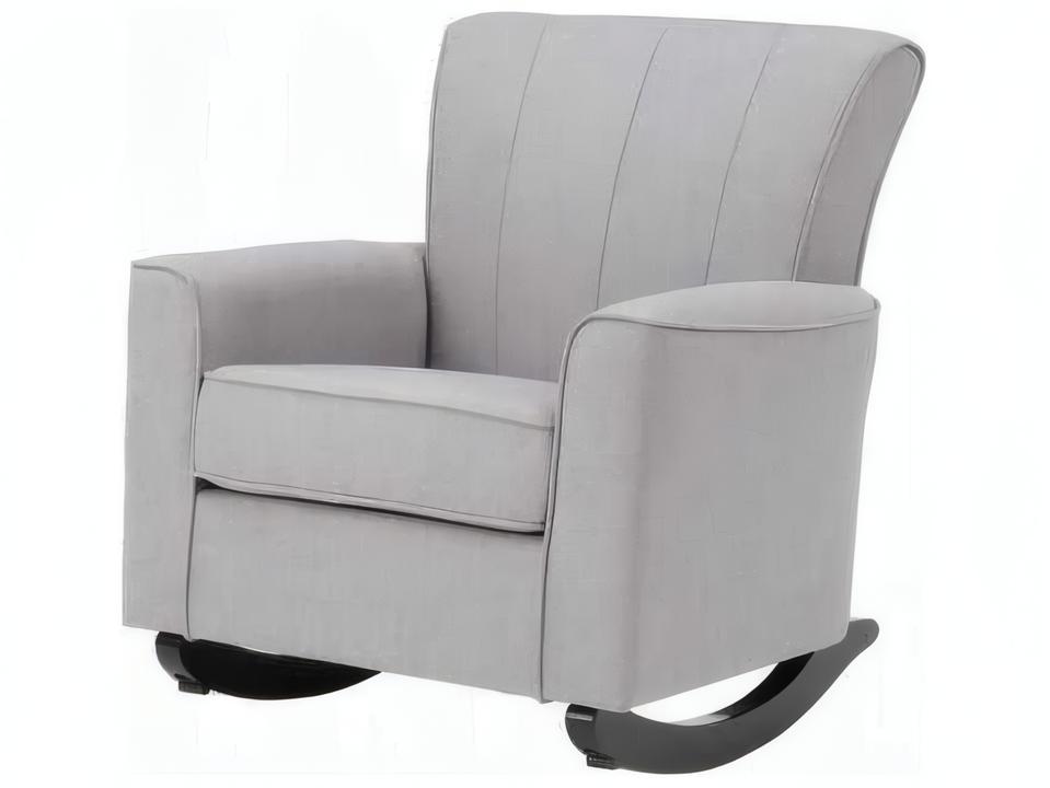 Denzell Light Gray Linen Rocking Chair with Nailhead Trim