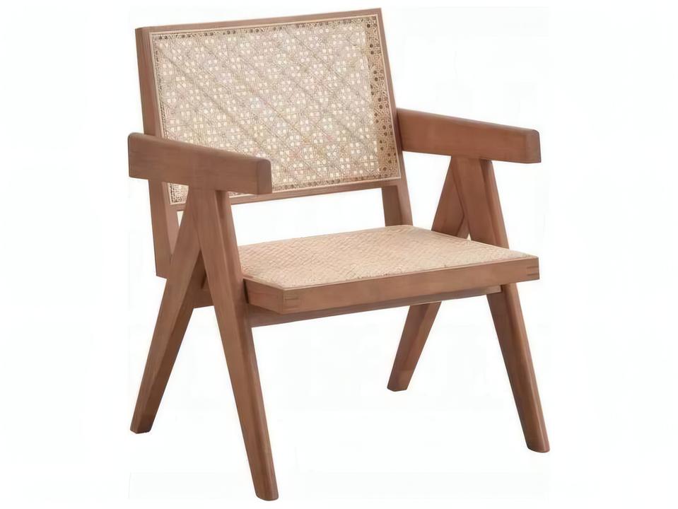 Velentina Rattan and Wood Accent Chair in Natural Finish