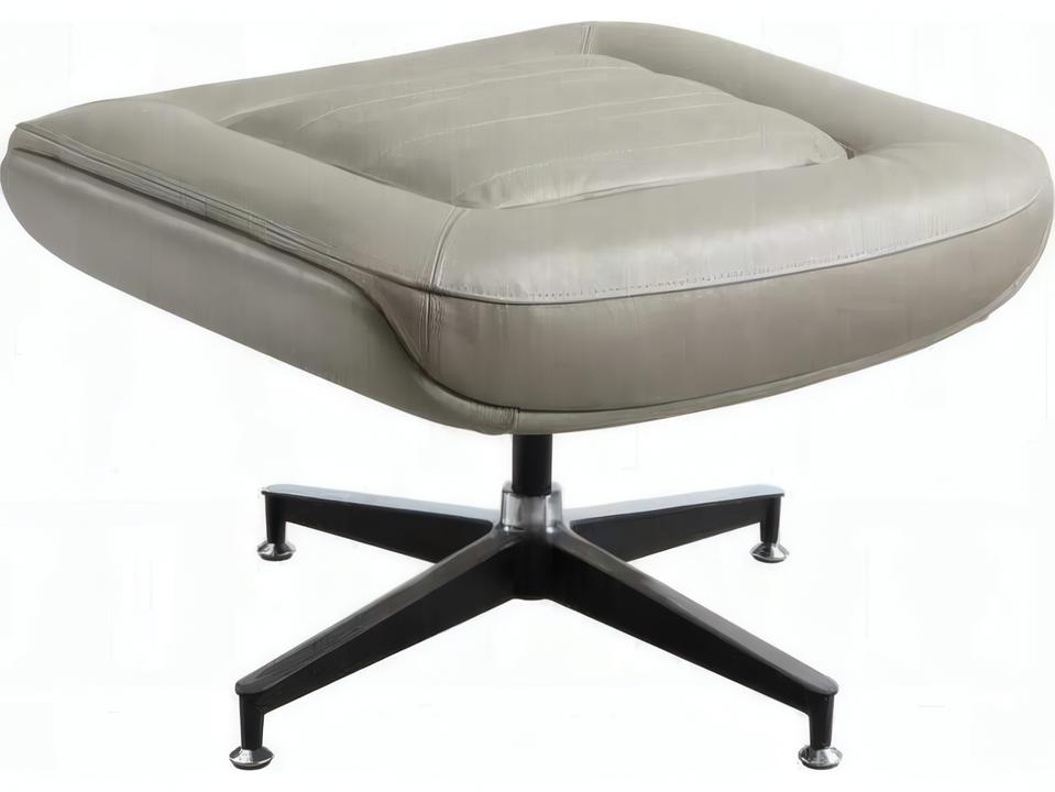Piran Contemporary Ottoman in Twilight Top Grain Leather with Swivel Base