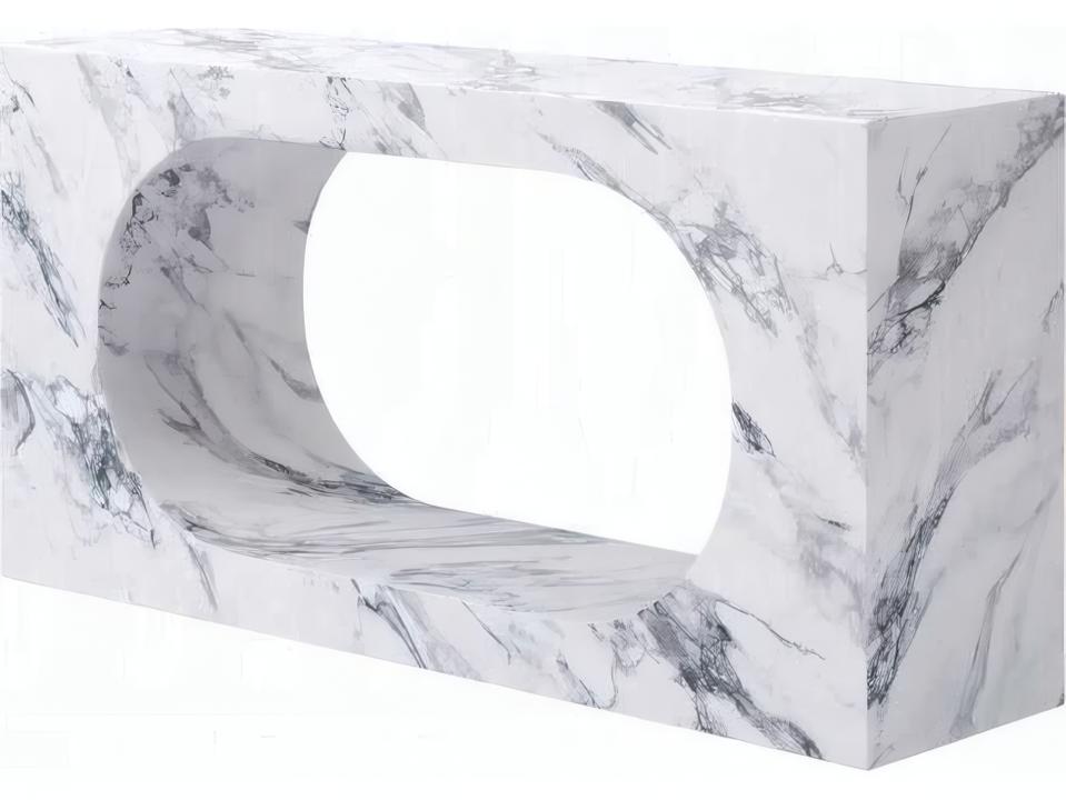 Fritzy Rectangle Console Table in White Engineered Stone