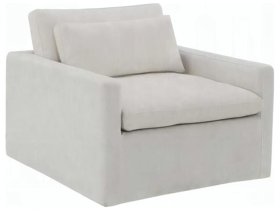 Frederick Ivory Fabric Square Swivel Accent Chair