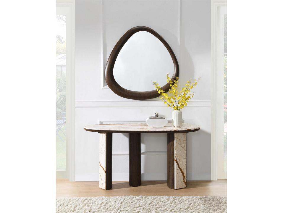 Haider Oval Marble Console Table & Mirror Set
