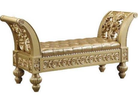Seville Gold Leather Accent Bench