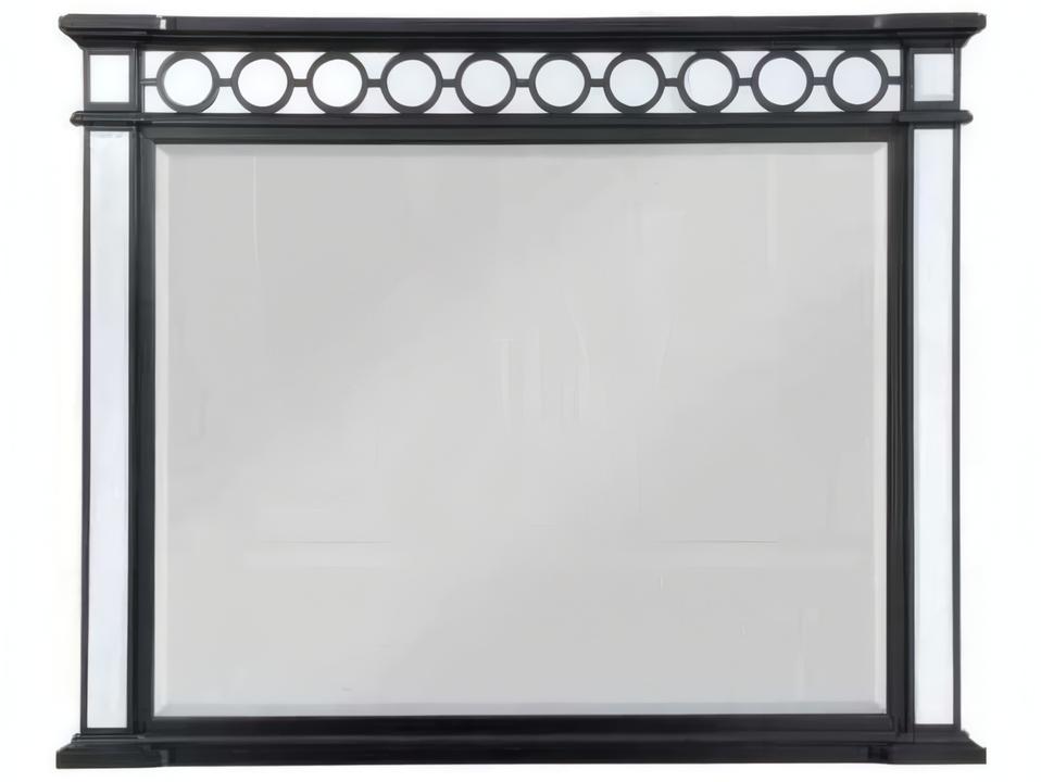 Varian II Rectangular Dresser Mirror in Mirrored Black and Silver
