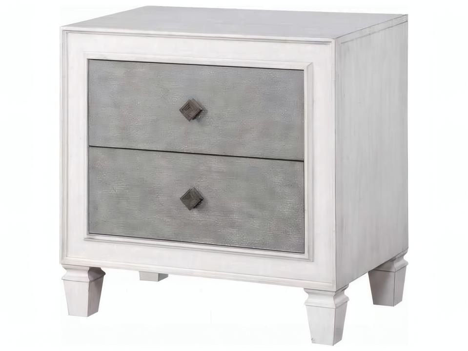 Katia Nightstand in Rustic Gray and White