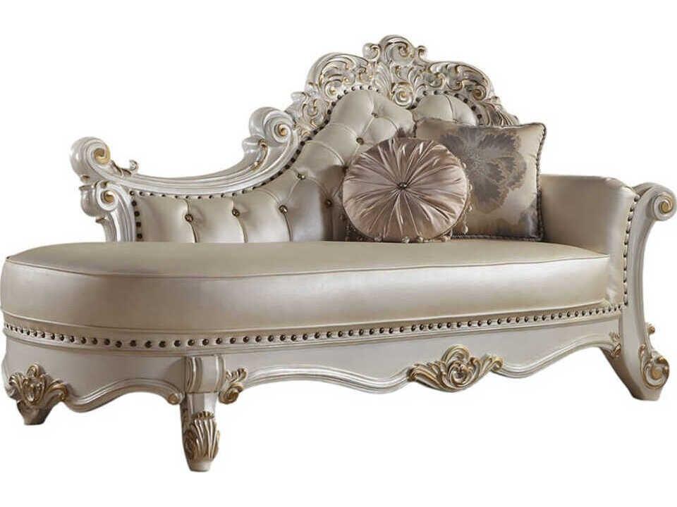 Vendome Cream Leather Chaise