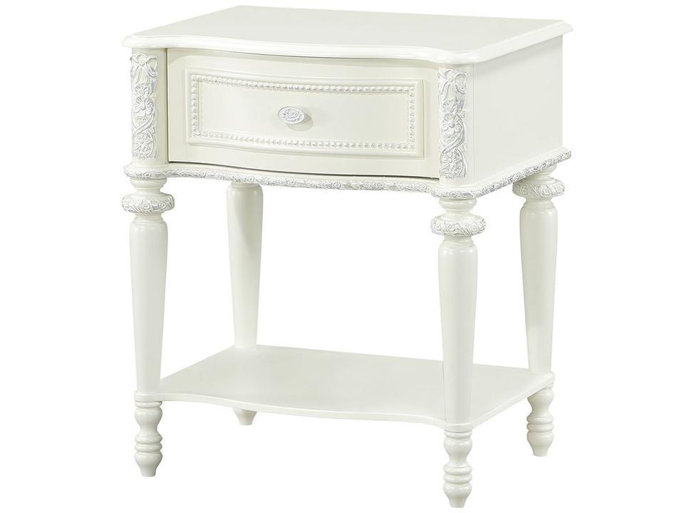 Dorothy 1-Drawer White Pine Wood Nightstand
