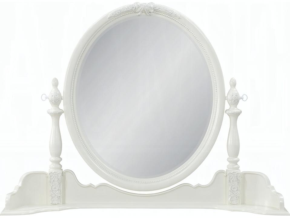 Dorothy Rounded Beveled Mirror in Ivory Finish