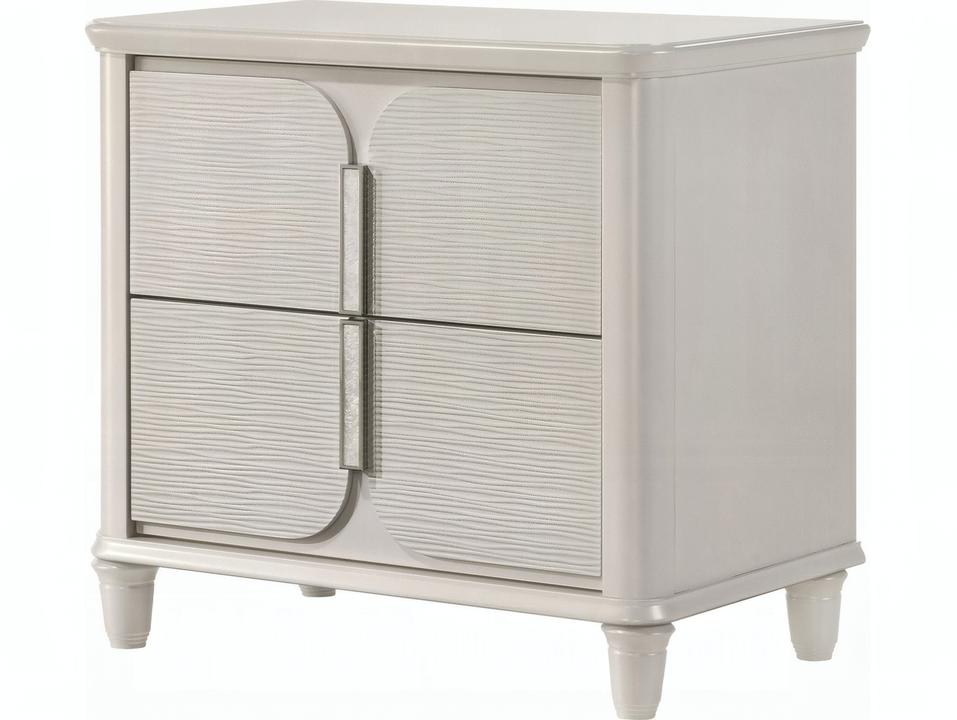 Laveda 2-Drawer Nightstand in Pearl White with Acrylic Legs