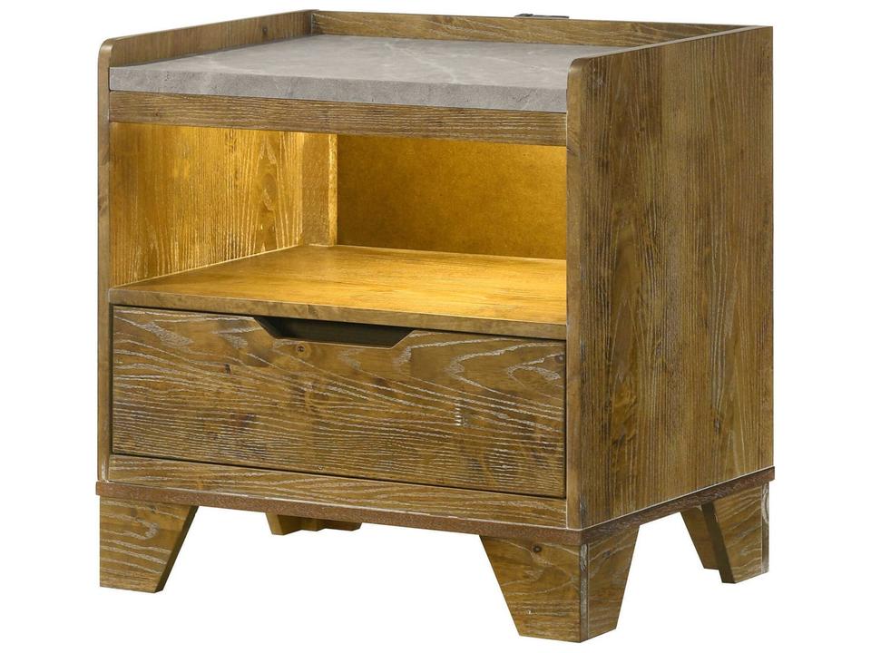 Garcia LED Nightstand in Light Aspen Brown with USB Port