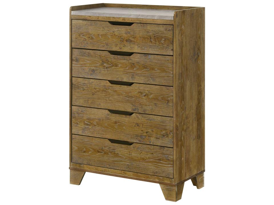 Garcia 5-Drawer Chest with USB Port and LED Light in Light Aspen Brown