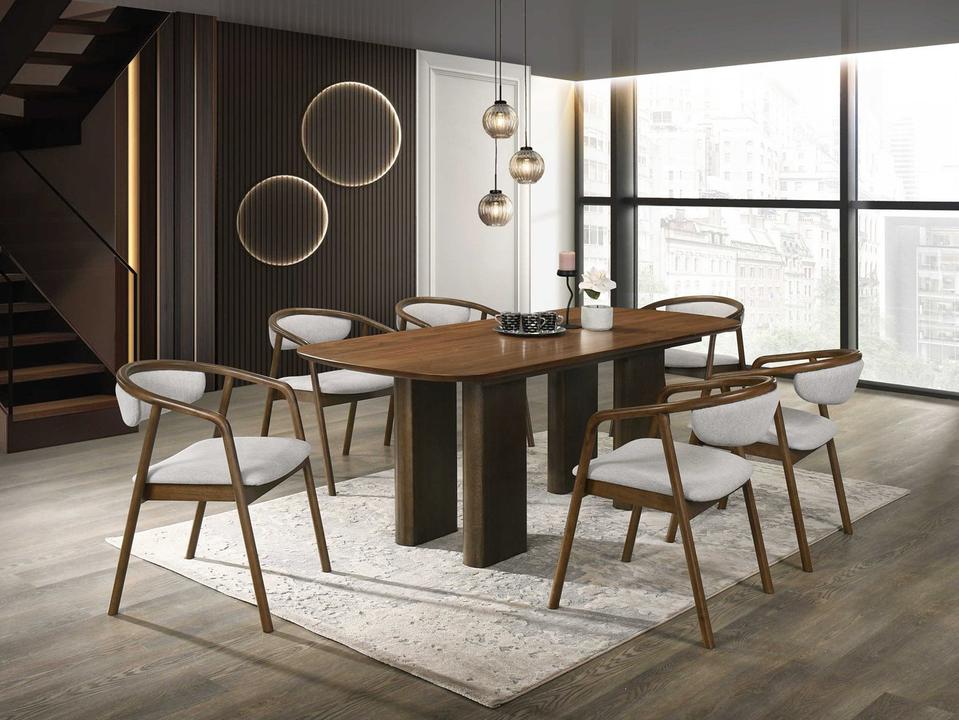 Delina Walnut Wood Dining Room Set