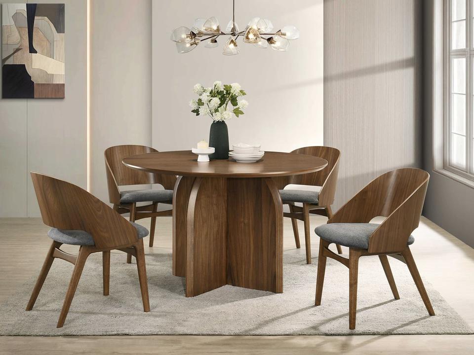 Delmon Walnut Wood Dining Room Set
