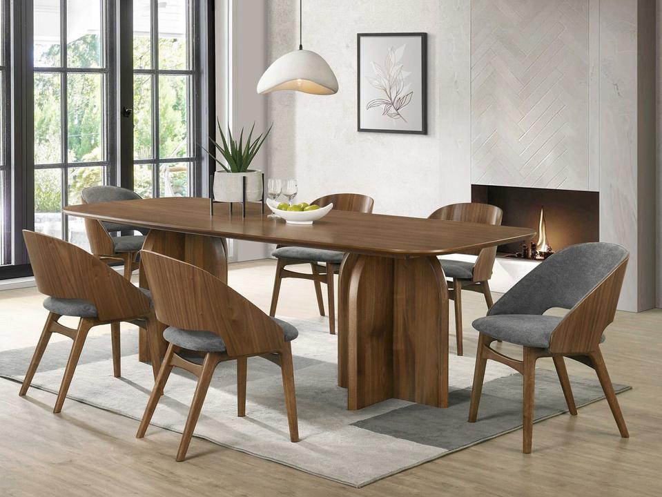 Delmon Walnut Wood Dining Room Set
