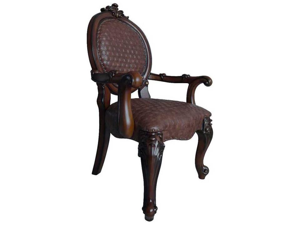 Versailles Rubberwood Cherry Upholstered Arm Dining Chair Set of 2