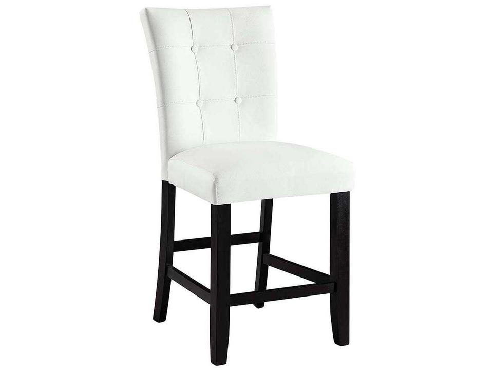 Hussein Hardwood White Leather Armless Dining Chair Set of 2
