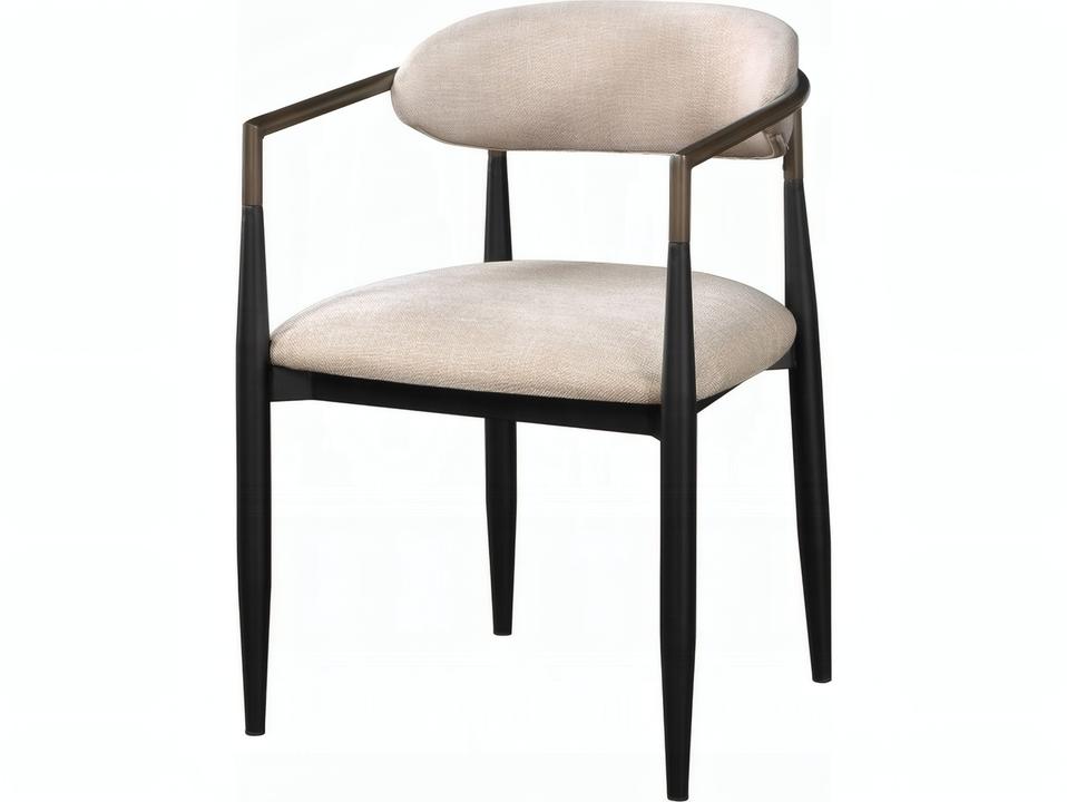 Jaramillo Solid Wood Beige Upholstered Arm Dining Chair Set of 2