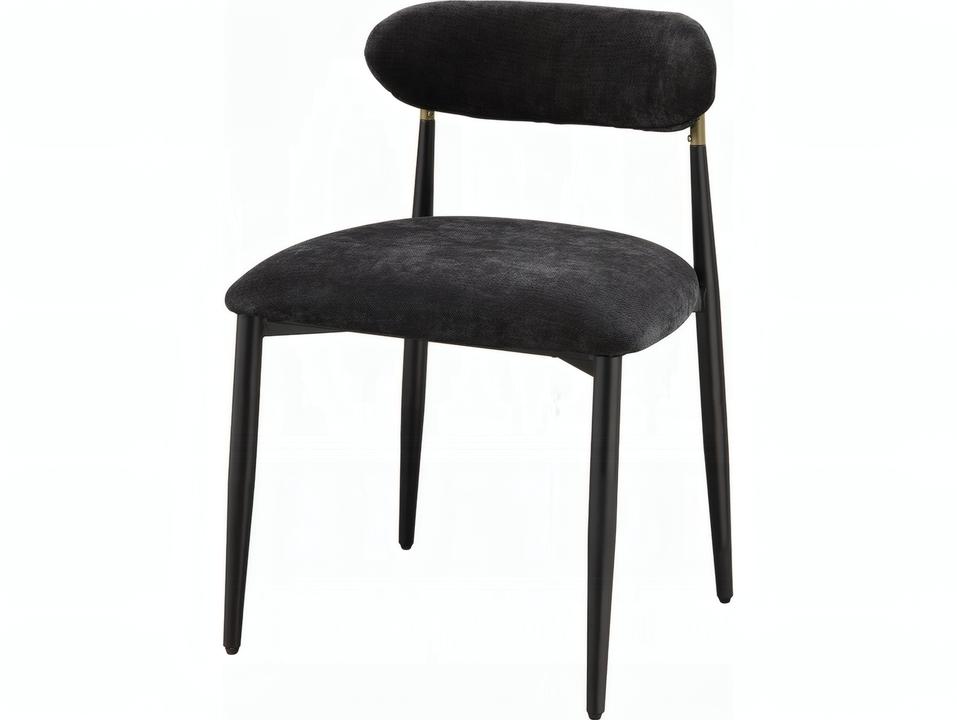 Jaramillo Upholstered Dining Side Chair Set of 2 in Black Chenille and Gold Metal