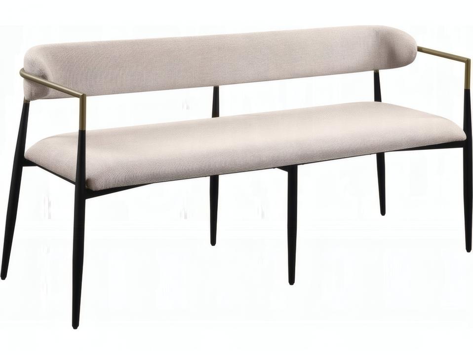 Jaramillo Upholstered Dining Bench in Beige Chenille and Black Metal
