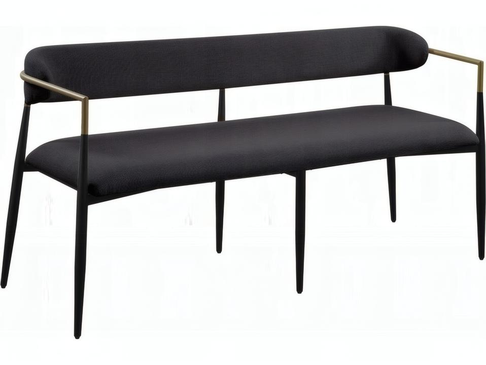 Jaramillo Upholstered Dining Bench in Black Chenille with Black Finish