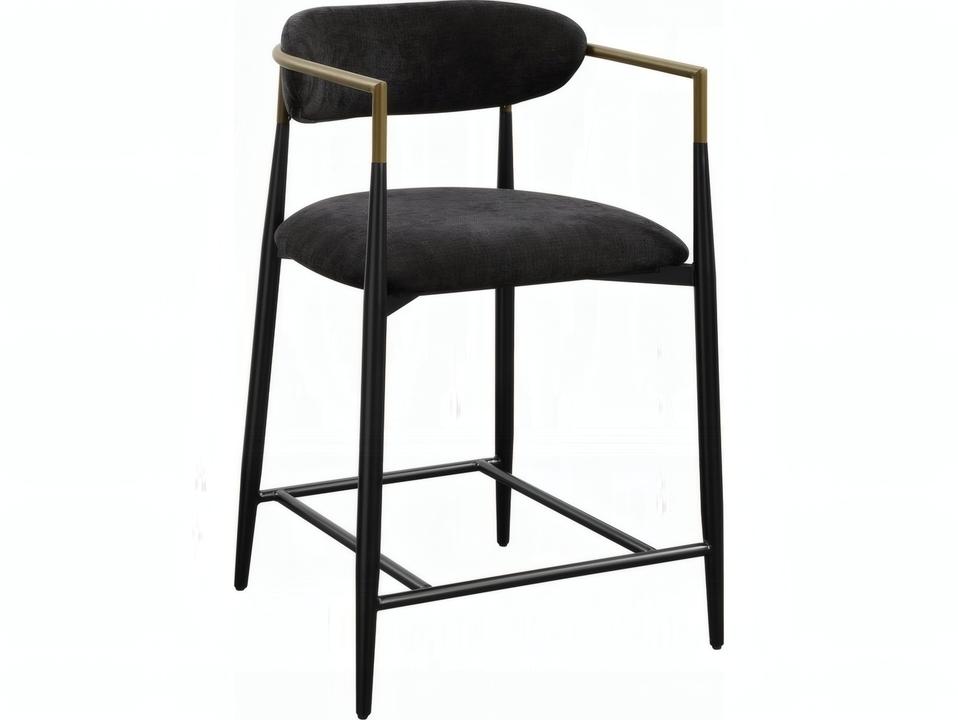 Jaramillo Upholstered Counter Height Chair in Black Chenille and Black Finish