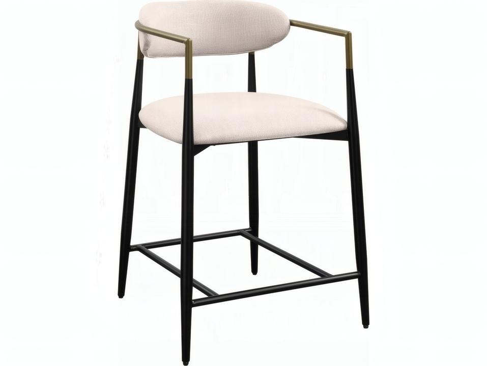 Jaramillo Contemporary Counter Height Dining Side Chair in Beige Linen and Black