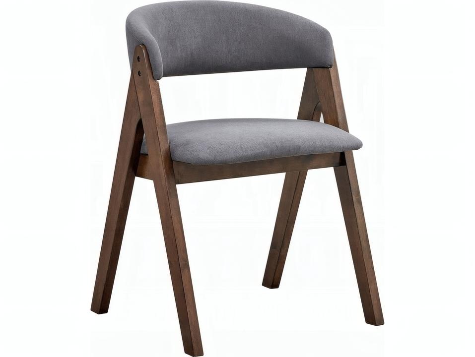 Keiki Dining Side Chair Gray Fabric Walnut Finish Set of 2