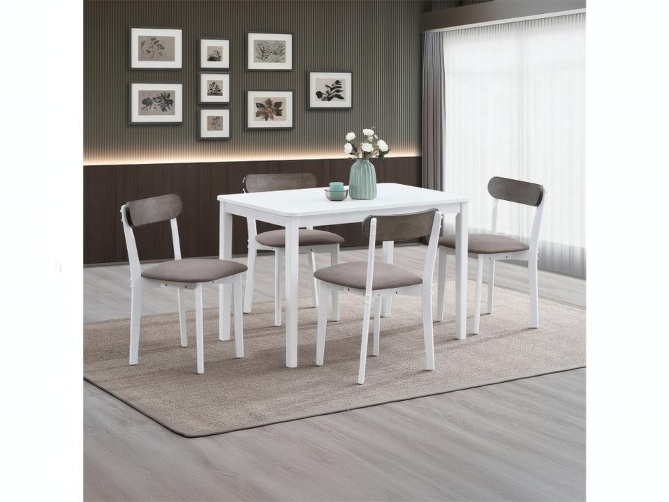 Fidelity 5-Piece Dining Set White and Gray Wood
