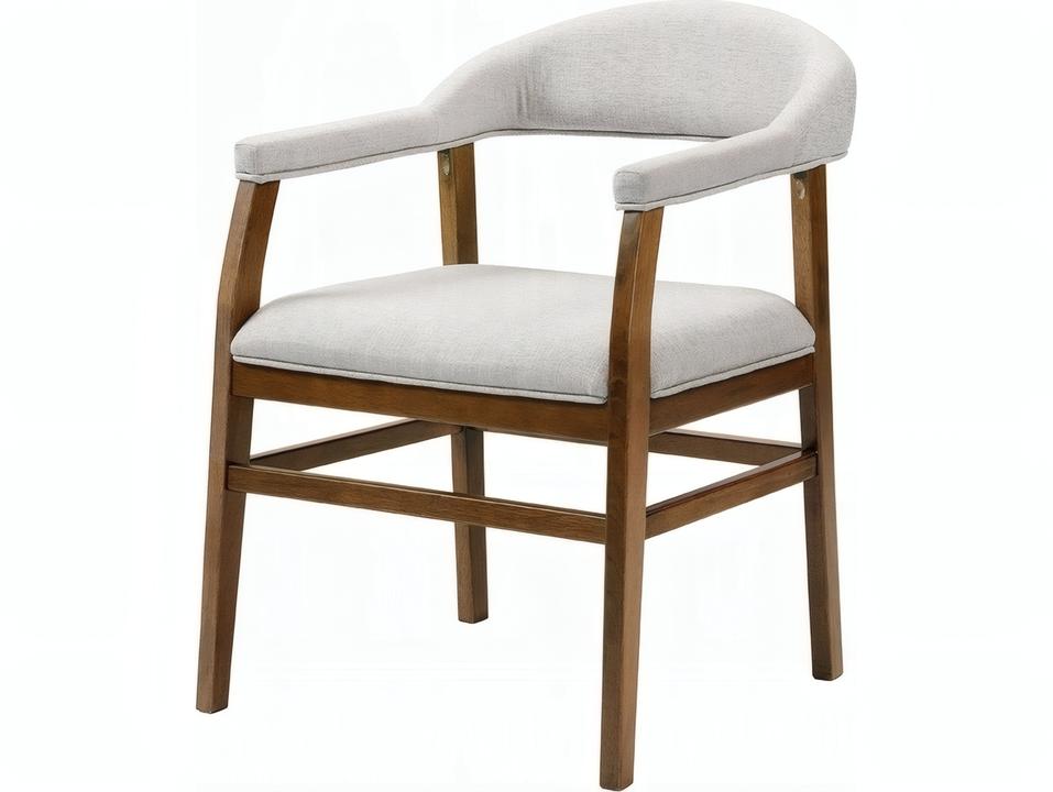 Rubberwood Brown Upholstered Arm Dining Chair Set of 2