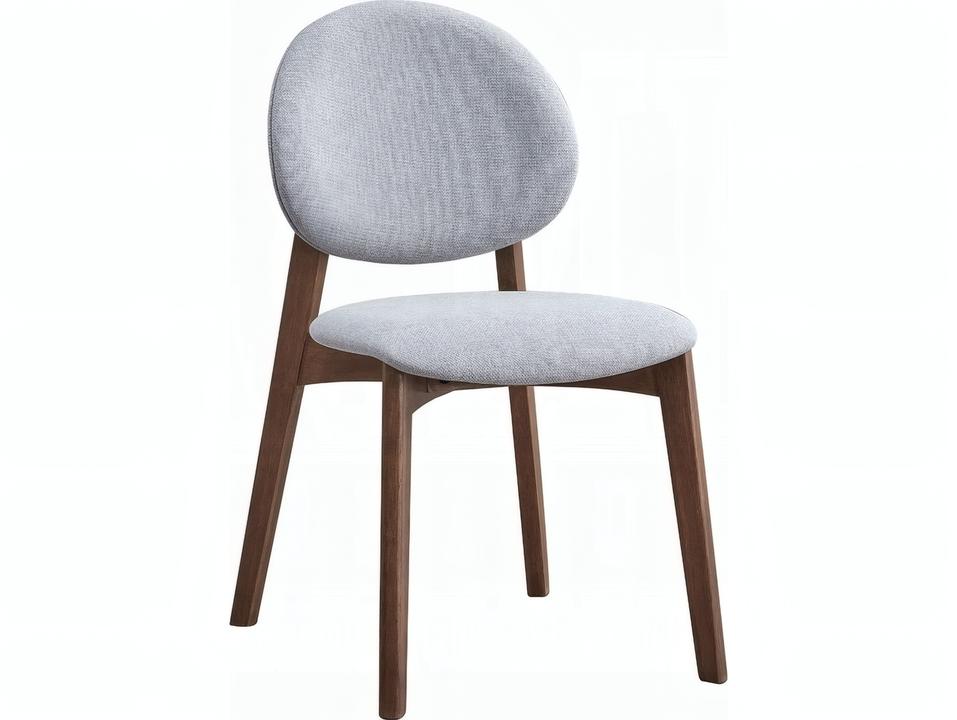 Hadasa Upholstered Dining Side Chair in Light Gray and Walnut Set of 2