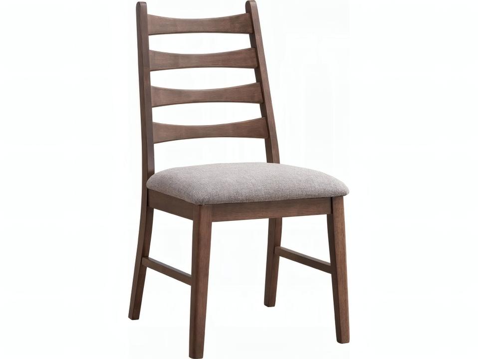Mayah Upholstered Dining Side Chair in Gray Linen and Walnut Finish Set of 2