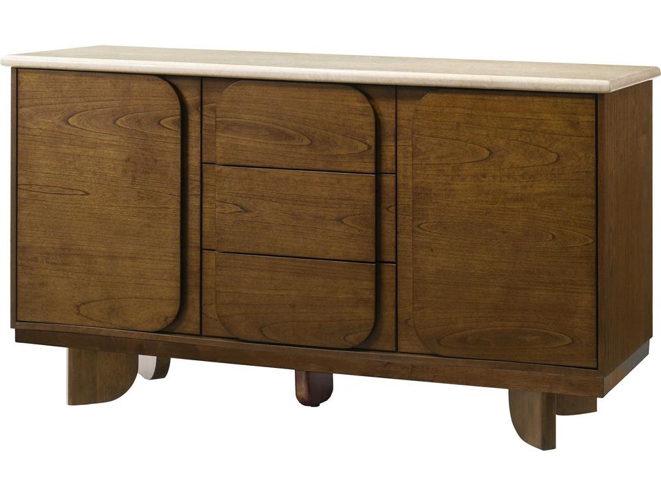 Kasha Natural Marble Top Server with Vintage Oak Finish