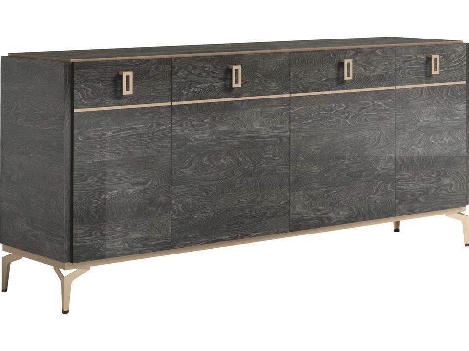 Venezia High Gloss Gray Buffet Sideboard with 4 Doors