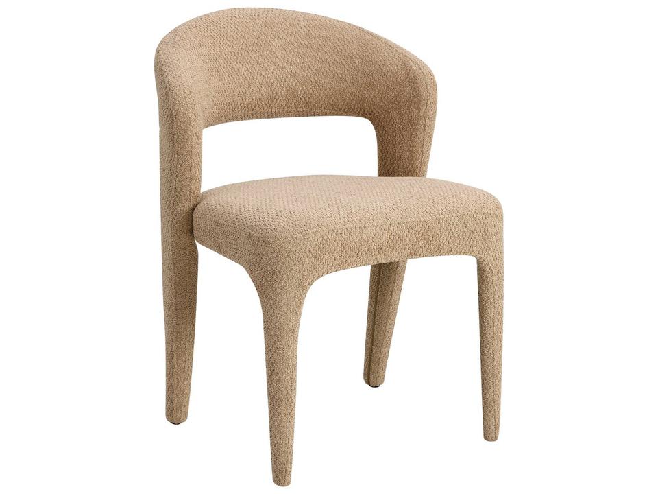 Lidi Armless Dining Side Chair in Light Brown Boucle Fabric Set of 2