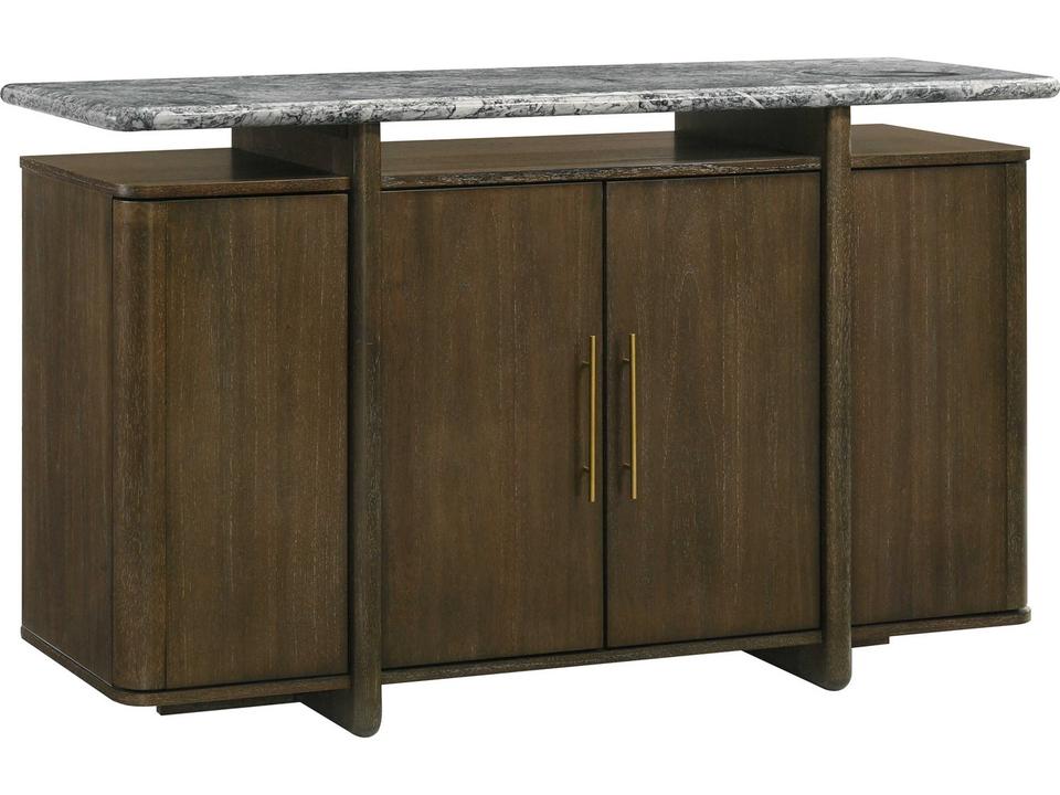 Dillon Walnut Wood Dining Server with Natural Marble Top