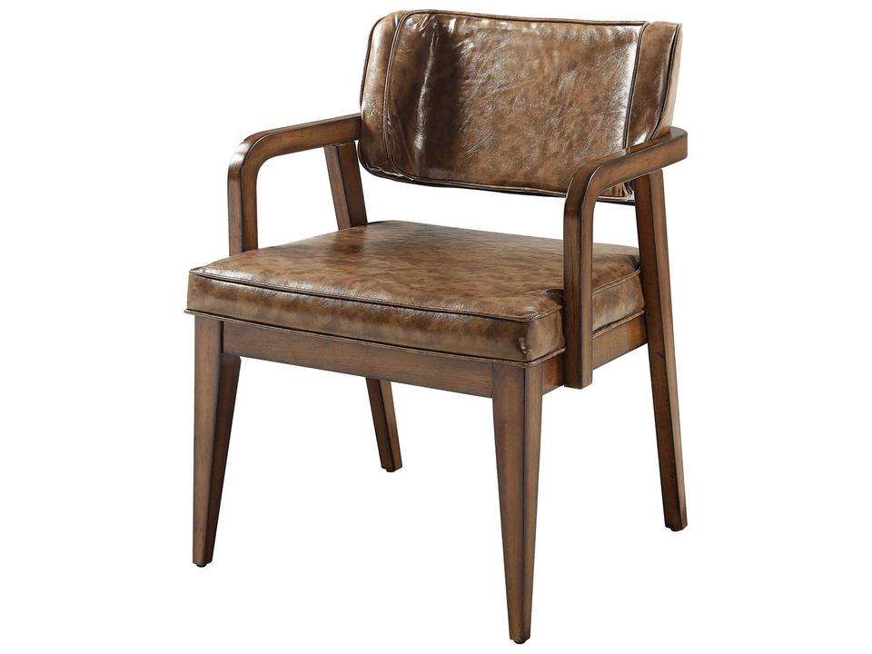 Harvey Brown Faux Leather Arm Dining Chair Set of 2