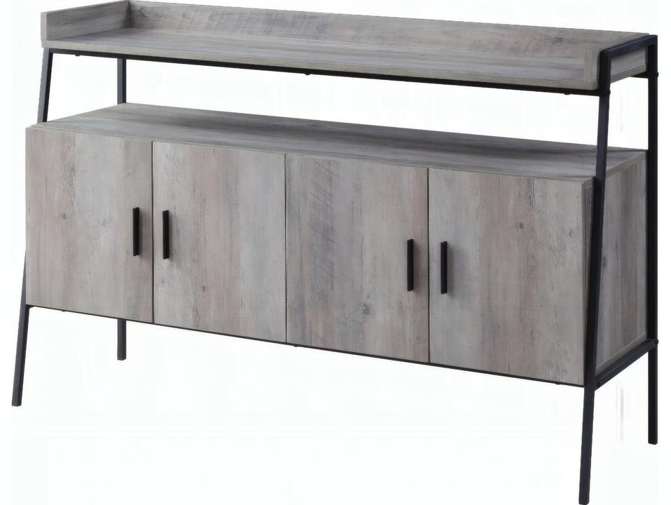 Samiya 52-Inch TV Stand in Gray Oak and Black Metal