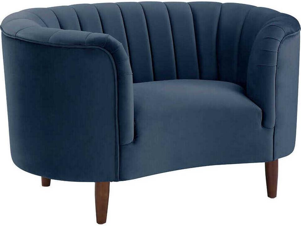 Millephri Blue Velvet Chair and a Half