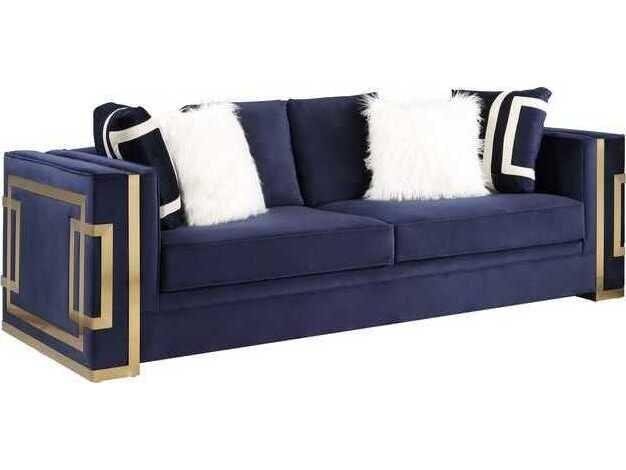 Virrux Blue Velvet Upholstered Sofa