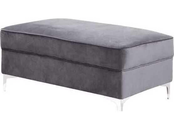 Bovasis Gray Velvet Upholstered Ottoman