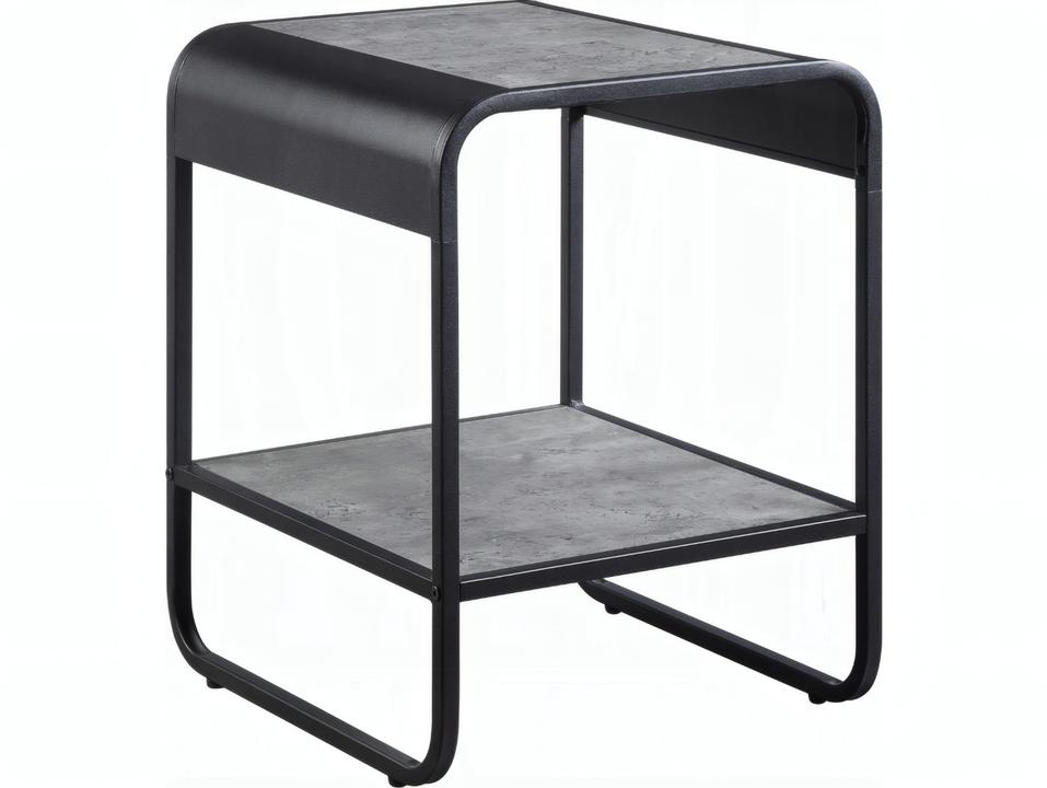 Raziela Modern End Table in Concrete Gray and Black Finish