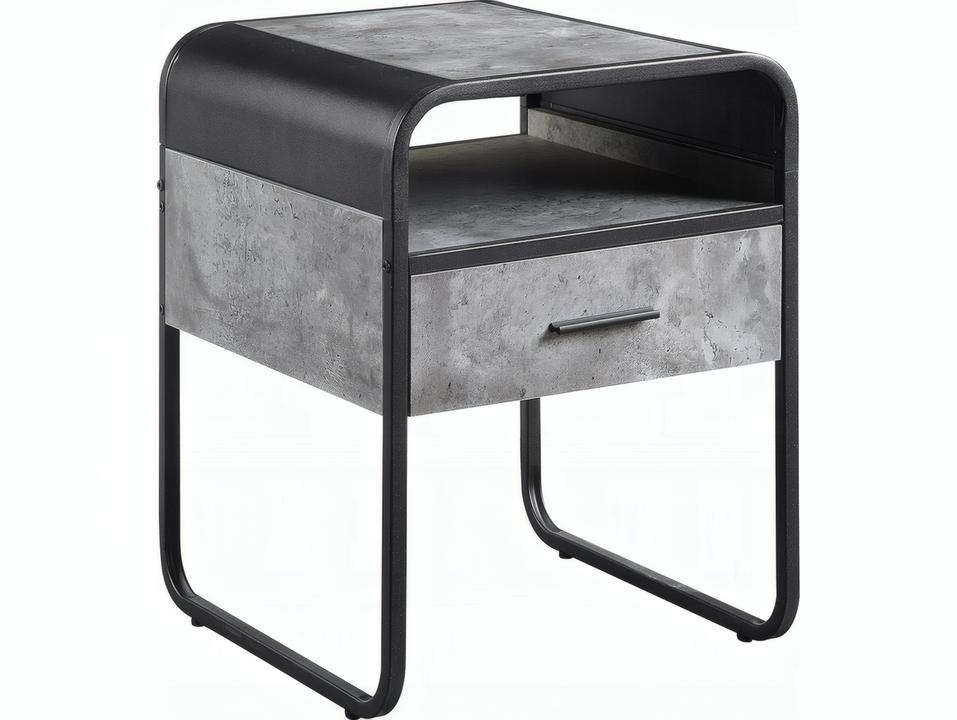 Raziela Square 18-Inch End Table Concrete Gray and Black