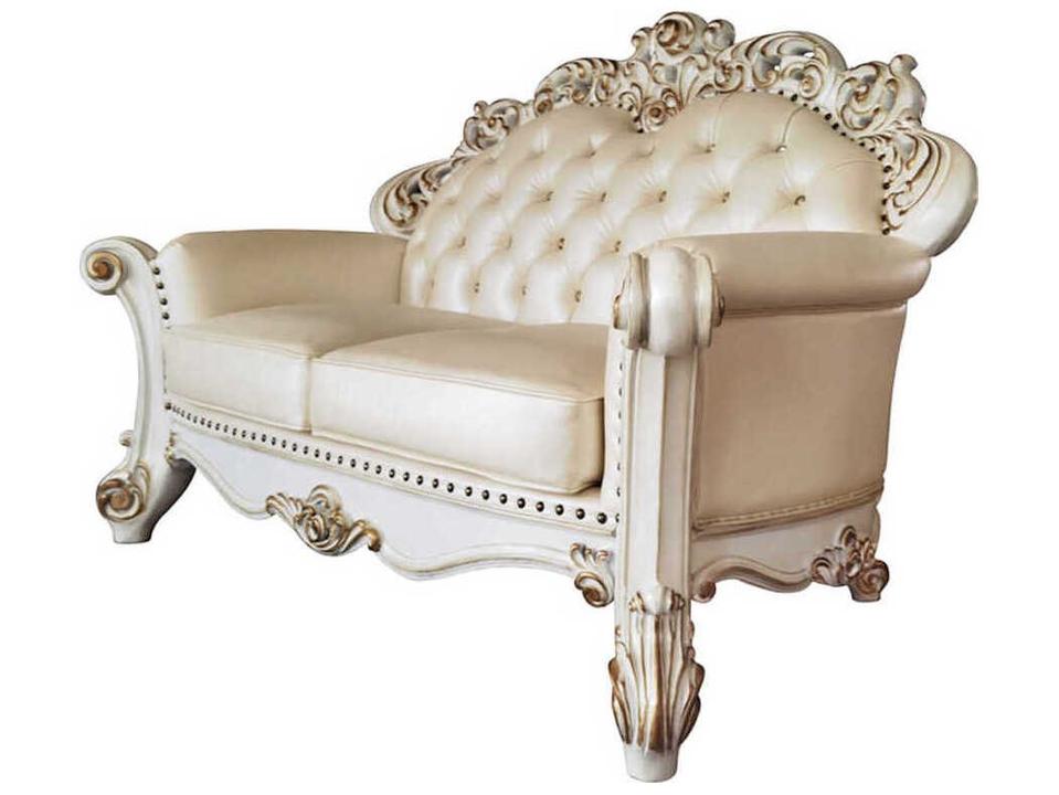 Vendome Champagne Leather Loveseat