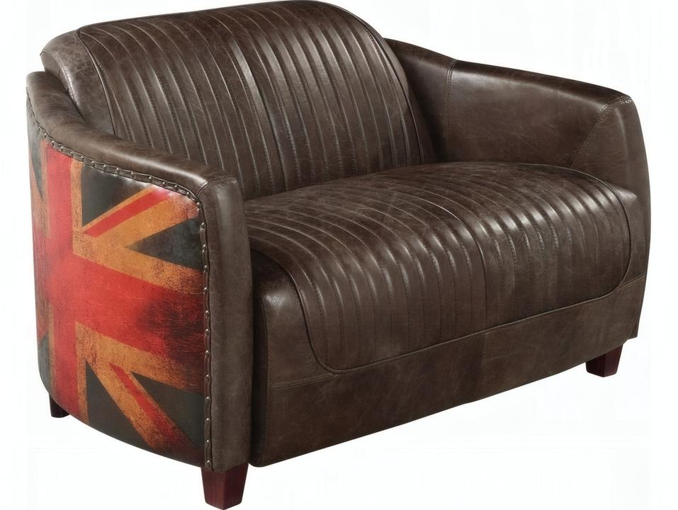 Brancaster 2-Seat Top Grain Leather Loveseat in Antique Slate